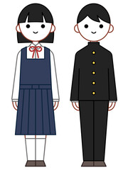 人物イラスト_学生男女