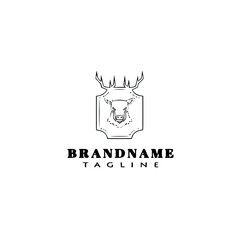 deer or caribou logo cartoon icon design black isolated vector illustration