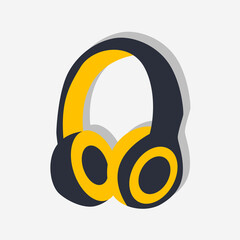 flat headphone icon for web design