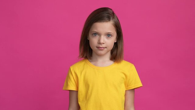 Trendy kid ask not share speechless rumor isolated vibrant color background