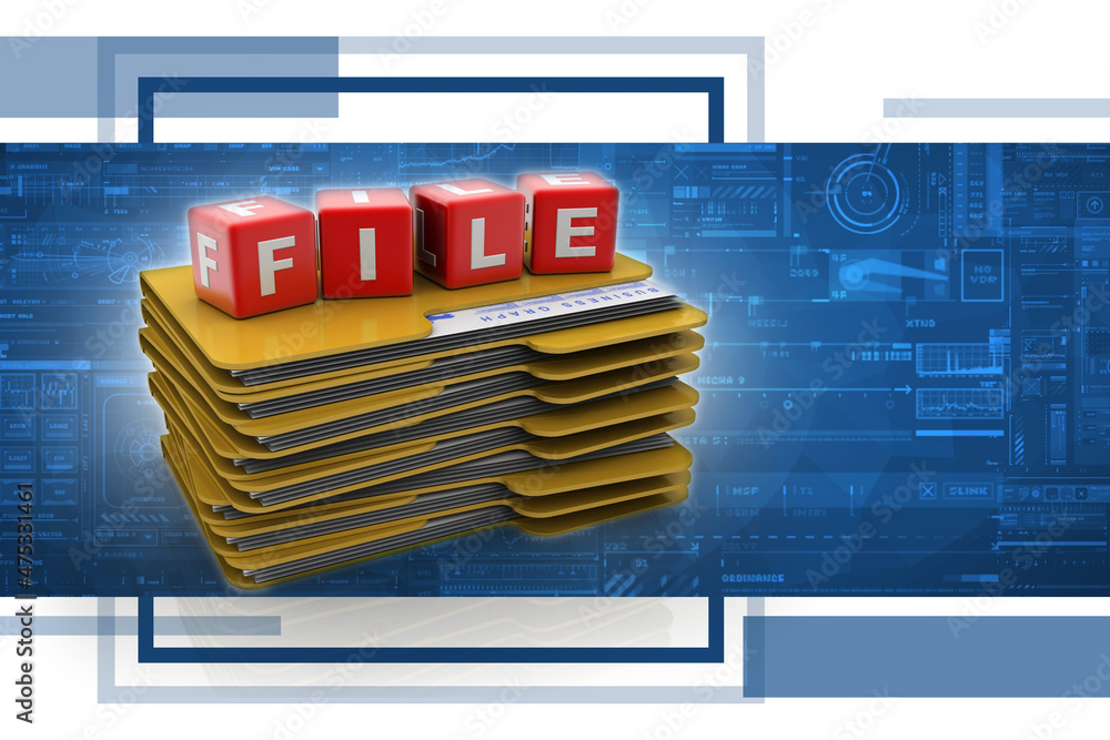 Poster 3d rendering folder with documents