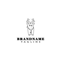 deer or caribou logo cartoon icon design template black unique vector illustration