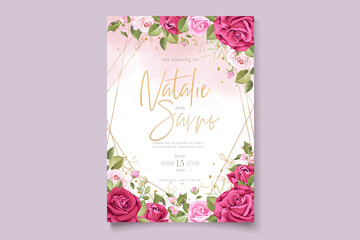 Obraz na płótnie Canvas beautiful maroon roses invitation card set