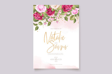 beautiful maroon roses invitation card set
