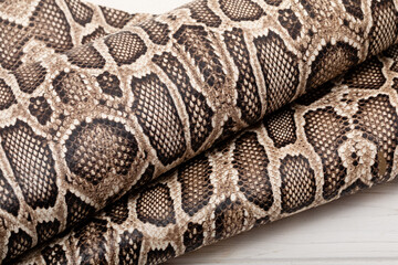 spotted grey brown folded colored natural python genuine leather	
