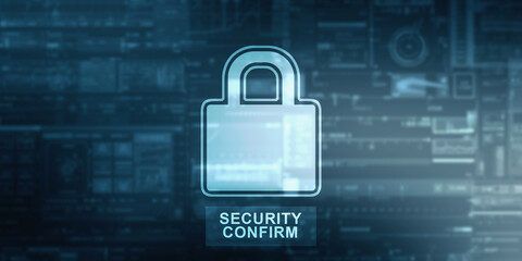 2d illustration Safety concept: Closed Padlock on digital background
