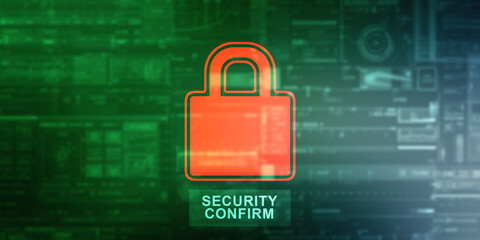 2d illustration Safety concept: Closed Padlock on digital background
