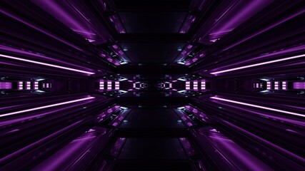 Futuristic dark 3d illustration with spaceship 4K UHD tunnel