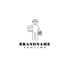 deliveryman logo cartoon icon design template black isolated vector illustration