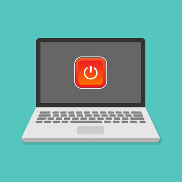 Laptop and power off vector design