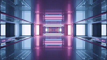 4K UHD 3D illustration of neon tunnel
