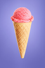 Berry ice cream on violet (very peri) background.