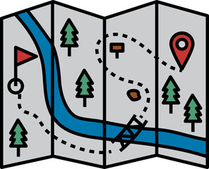 Map Icon. Camping concept icon style
