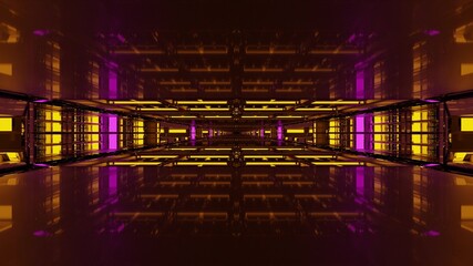 3d illustration of futuristic 4K UHD tunnel with neon lights