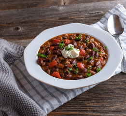 Bowl with chili con carne