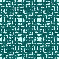 Aegean teal mottled rustic circle linen texture background. Summer dotted coastal living style. Light turquoise blue cloth effect textile seamless pattern. Washed out beach cottage fabric material. 