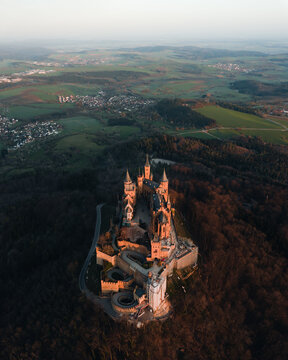 Vertical aerial shot of the Hohenzollern Castle in Germany