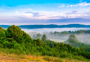 Fototapeta na wymiar Foggy Morning in Elk County Pennsylvania