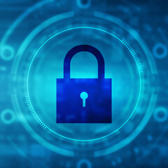 2d illustration Safety concept: Closed Padlock on digital background
