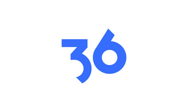 36 New Number Unique Cut Modern Logo