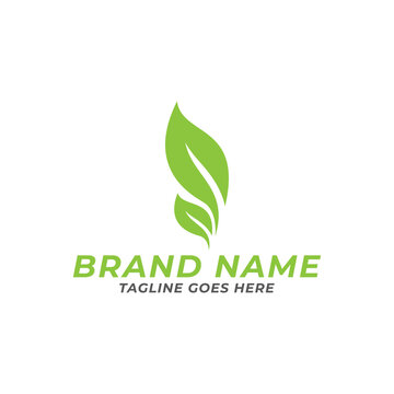 green nature leaf ornament logo icon vector template.