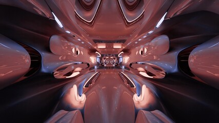 3d illustration of 4K UHD futuristic tunnel with metallic walls