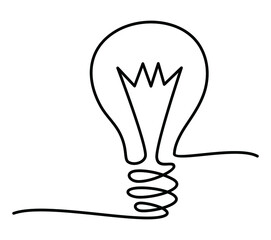Continuous line drawing. Electic light bulb.  Vector illustration