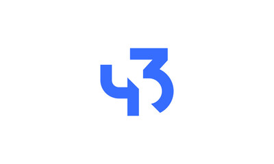 43 New Number Unique Cut Modern Logo - obrazy, fototapety, plakaty