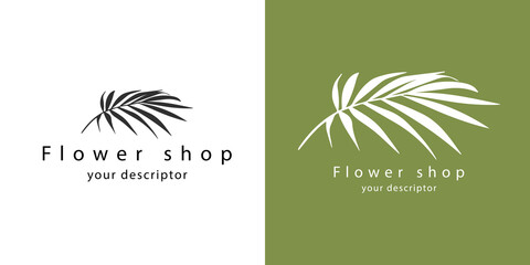 silhouette of a palm branch. concise and vintage logo