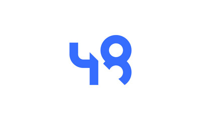 48 New Number Unique Cut Modern Logo - obrazy, fototapety, plakaty