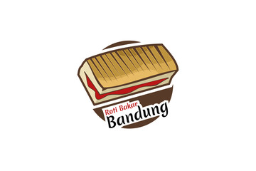 Translation: Bandung specialty toast. Toast typical of the Bandung region, West Java. Logo for Bandung's typical Baked bread culinary business. vector illustration. 
