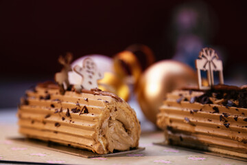 bûche de noël, pâtisserie, noël et nouvel an	
