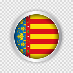 Flag of Valencia of Spain on round button on transparent background element for websites