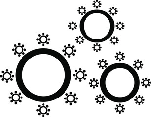 Coronavirus isolated on white background.Black doodle silhouettes set on white background.Vector illustration.