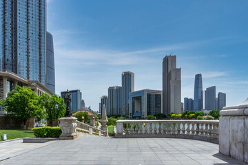 Bridge,City scenery and modern architecture skyline by the Haihe River in Tianjin, China