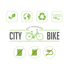 Eco transport. An illustration demonstrating the merits of a city bike.