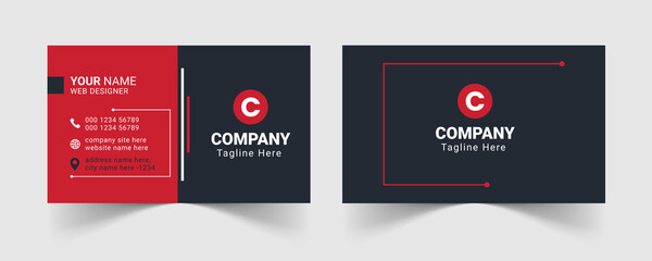 Red modern business card design template, Red corporate business card template, Clean professional business card template, visiting card, business card template.