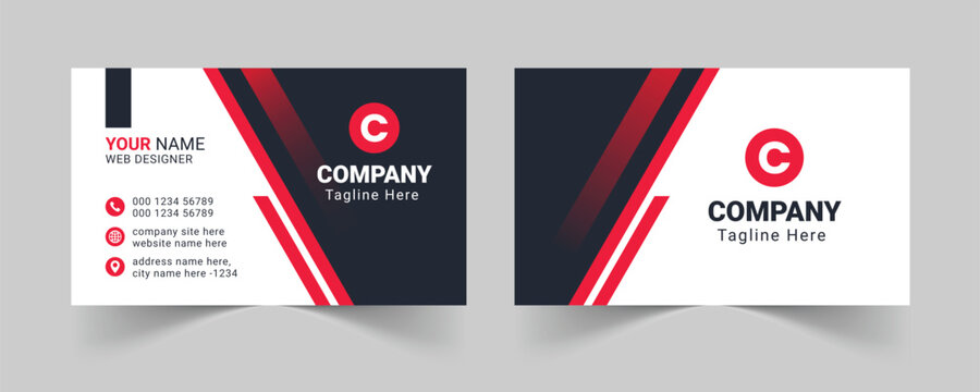 Red corporate business card template, Modern business card design template, Clean professional business card template, visiting card, business card template.