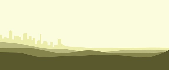 Obraz premium city silhouette with mountain silhouette vector design concept, used for background, backdrop, banner, typography background, travel banner or background.