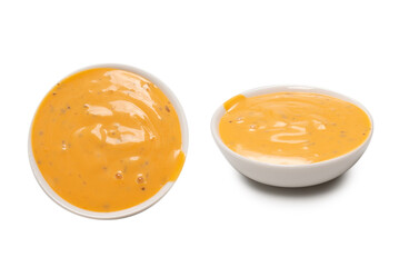 Sauce in a bowl isolated on white background.