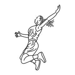 line art of woman posing stylishly playing basketball
