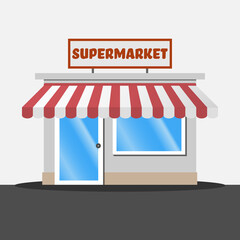 supermarket or grocery store building vector illustration