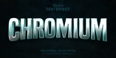 Chrome text effect, editable silver and chromium text style on turquoise grunge background