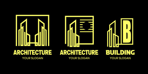 building construction logo design template. building logo collection. Luxury line logotype design. vector illustration