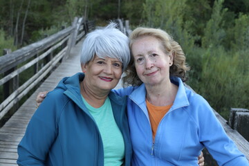 Two mature female friends portrait