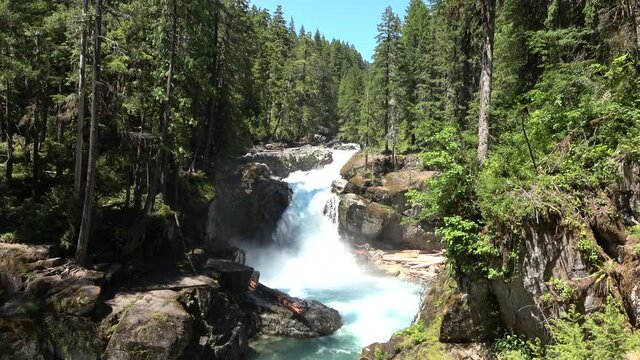 The Silver Falls on the Ohanapecosh river in the Mount Rainier National Park, Washington