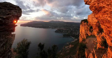 France, Provence, Bouches-du-Rhone, Cassis, View over Cassis from Cap Canaille
