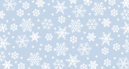 Banner christmas card with snowflake border vector illustration. Holiday background with falling snow for Christmas and New Year banners