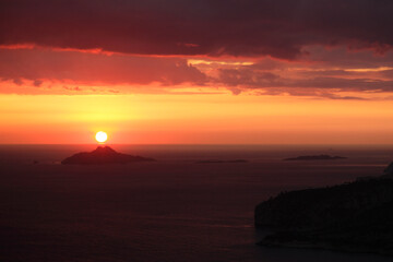 France, Provence, Bouches-du-Rhone, Cassis, View over Cassis from Cap Canaille, Sunset
