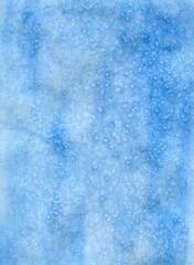 Fototapeta na wymiar Light watercolor textured background of silver-blue color with speckles. Salt exposure